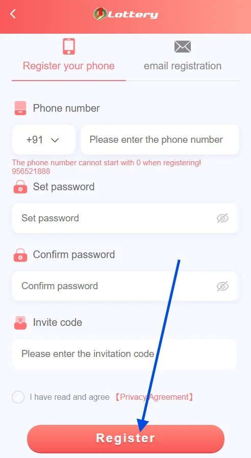 click the register button